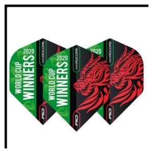 Red Dragon – Hardcore World Cup Winners Black Red & Green – Dart Flights – Standard No.2 – 100 Micron