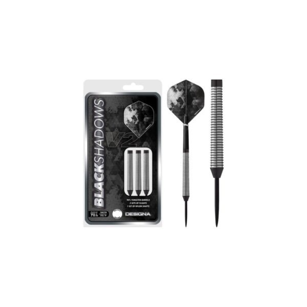 Designa Black Shadow V2 M4 Tapered Ring Grip 90% Tungsten Steeltip Dartpijlen 24 Gram
