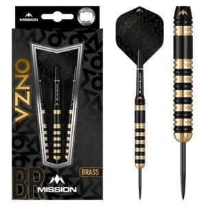 Mission Onza M3 Black & Gold Brass – 23 gram – Steeltip Dartpijlen