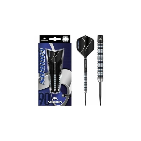 Mission Chiron M1 Electro Black & Blue 90% – 22 gram – Steeltip Dartpijlen