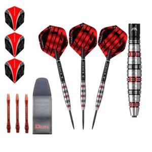 Mission Paradox M2 Curved Electro Black & Red 90% – 24 gram – Steeltip Dartpijlen