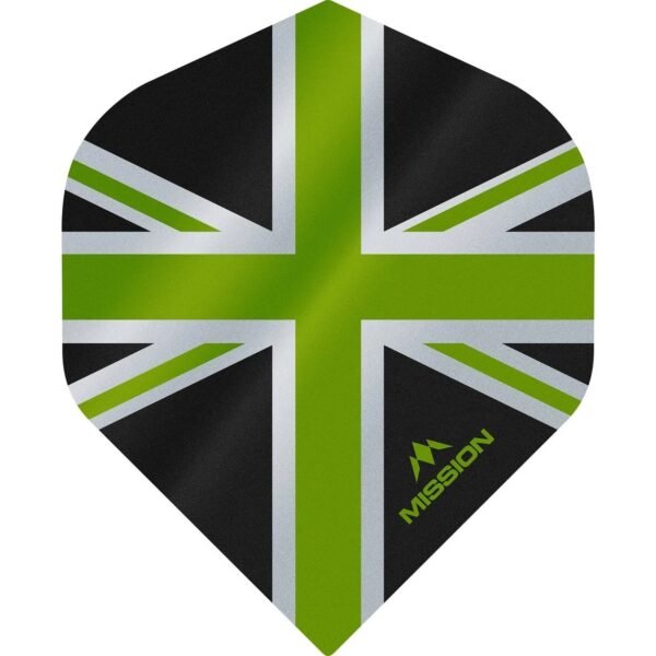 Mission – Alliance – Union Jack – Dart Flights – No2 – 100 Micron – Black with Green