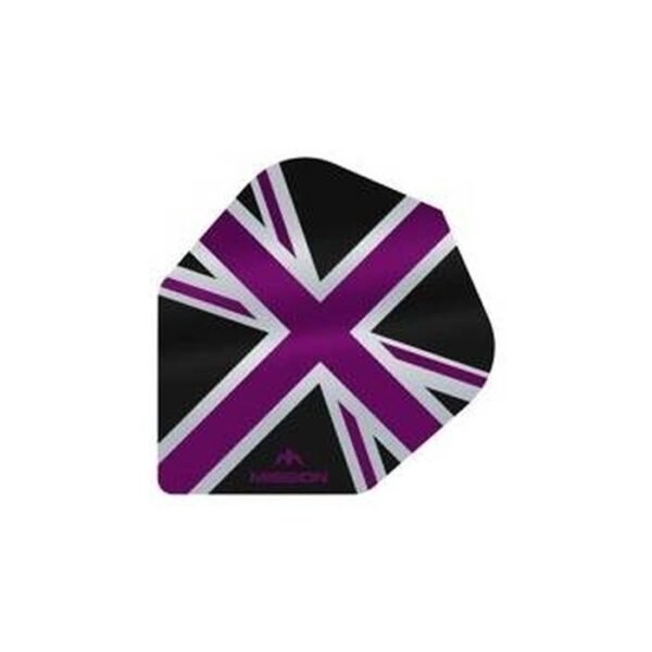 5057270191254_01.jpg Mission – Alliance – Union Jack – Dart Flights – No6 – 100 Micron – Black with Purple
