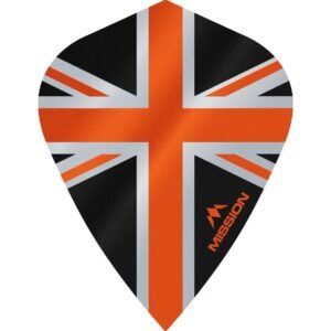 Mission – Alliance – Union Jack – Dart Flights – KITE – 100 Micron – Black with Orange