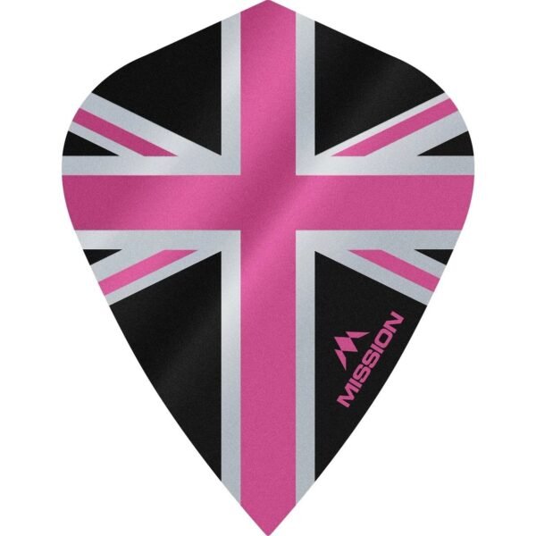 Mission – Alliance – Union Jack – Dart Flights – KITE – 100 Micron – Black with Pink