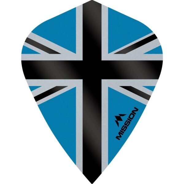 Mission – Alliance-X – Union Jack – Dart Flights – KITE – 100 Micron – Black with Blue