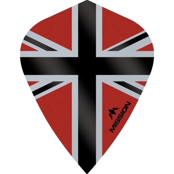 5057270191520_01.jpg Mission – Alliance-X – Union Jack – Dart Flights – KITE – 100 Micron – Black with Red