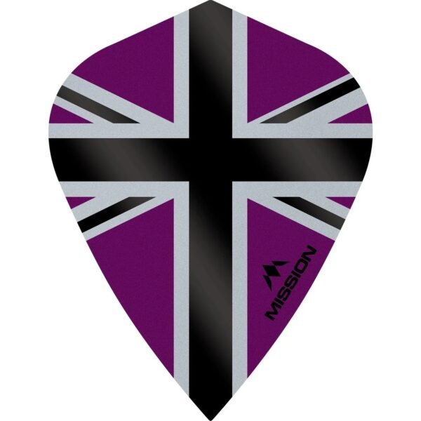 Mission – Alliance-X – Union Jack – Dart Flights – KITE – 100 Micron – Black with Purple