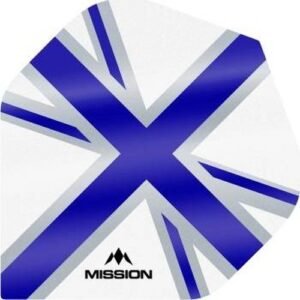 Mission – Alliance – Union Jack – Dart Flights – No2 – 100 Micron – White with Blue