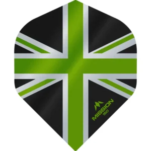 Mission – Alliance – Union Jack – Dart Flights – No2 – 150 Micron – Black with Green
