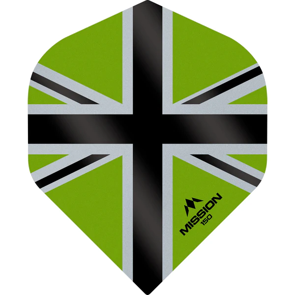 Mission – Alliance X – Union Jack – Dart Flights – No2 – 150 Micron – Green with Black