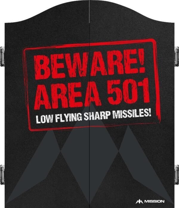 Mission Dartbord Deluxe Cabinet – BEWARE