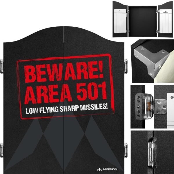 Mission Dartbord Deluxe Cabinet – BEWARE
