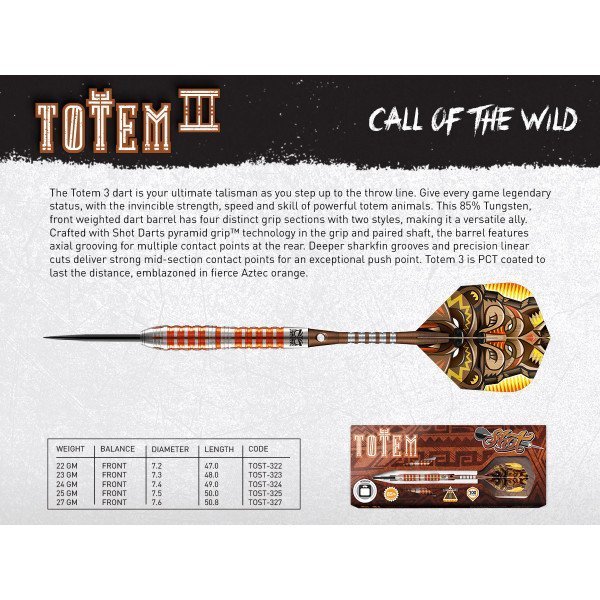 shot_steeltip_totem_85_3_poster.jpg Shot Totem 3 85% Tungsten Darts 27 Gram